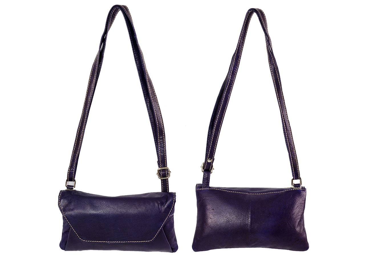 (image for) RL 666 PURPLE LEATHER BAG WITH POPPER FLAP